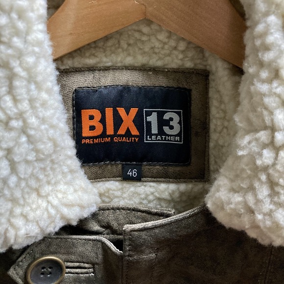 NWOT BIX13 Men's 46 Premium Quality Leather Coat Tom Hardy Bane Faux Shearling - Picture 12 of 16